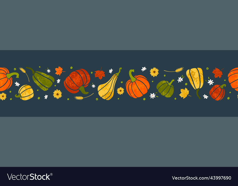 Cute Hand Drawn Pumpkin Seamless Pattern Hand Vector Image