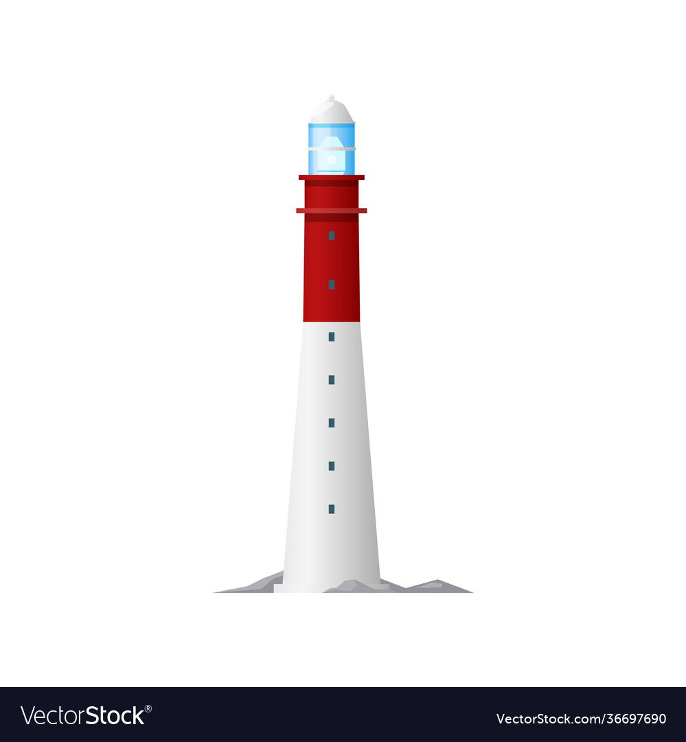 Lighthouse Or Beacon Tower Nautical Sea Light Vector Image