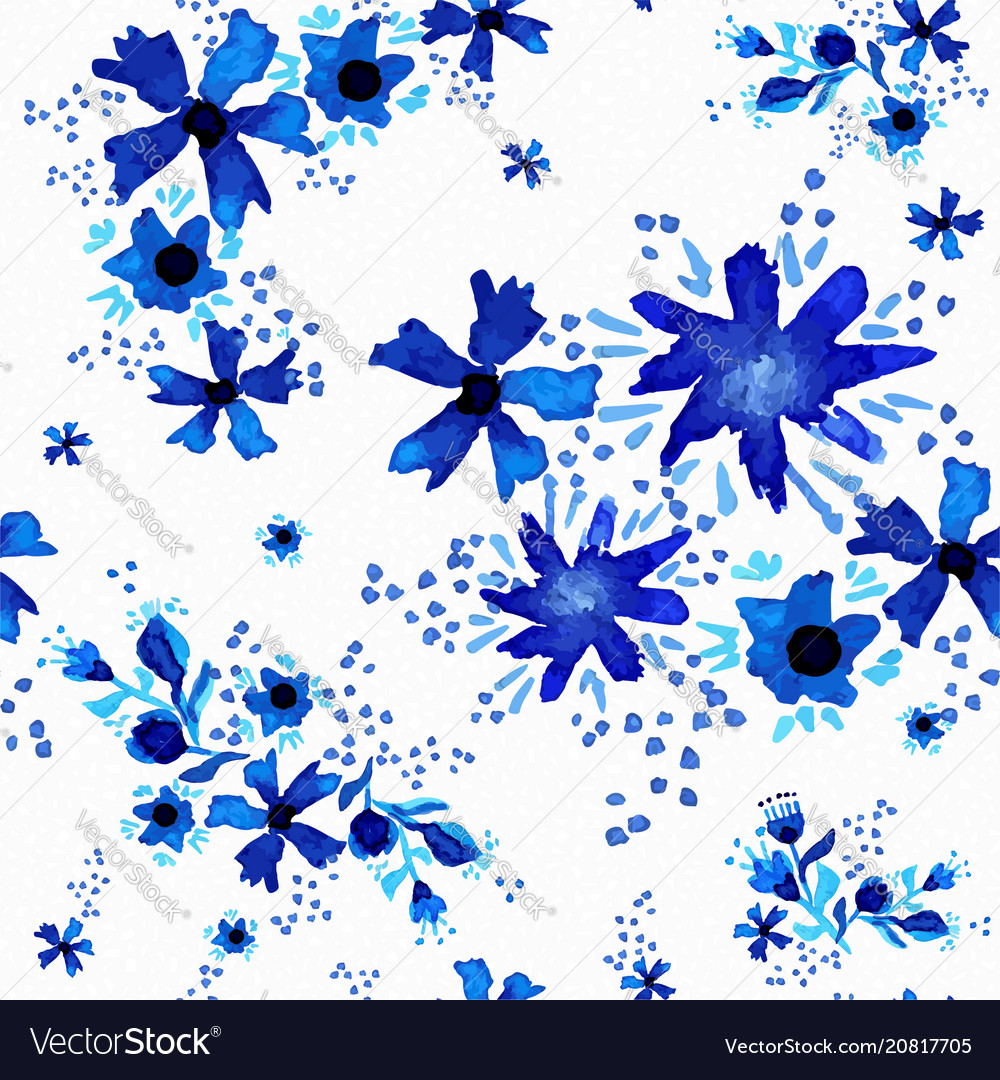 Watercolor Flower Pattern Background Art Vector Image