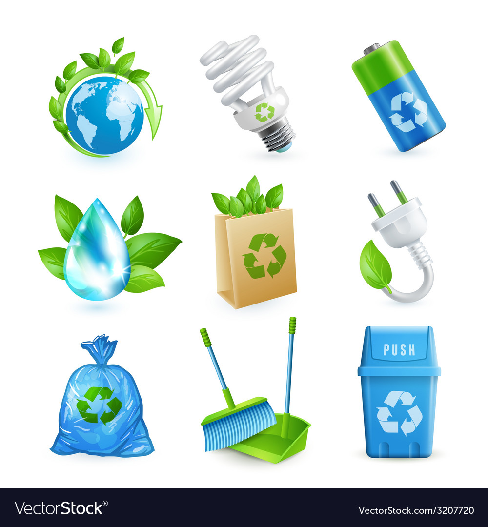 Ecology And Waste Icon Set Royalty Free Vector Image