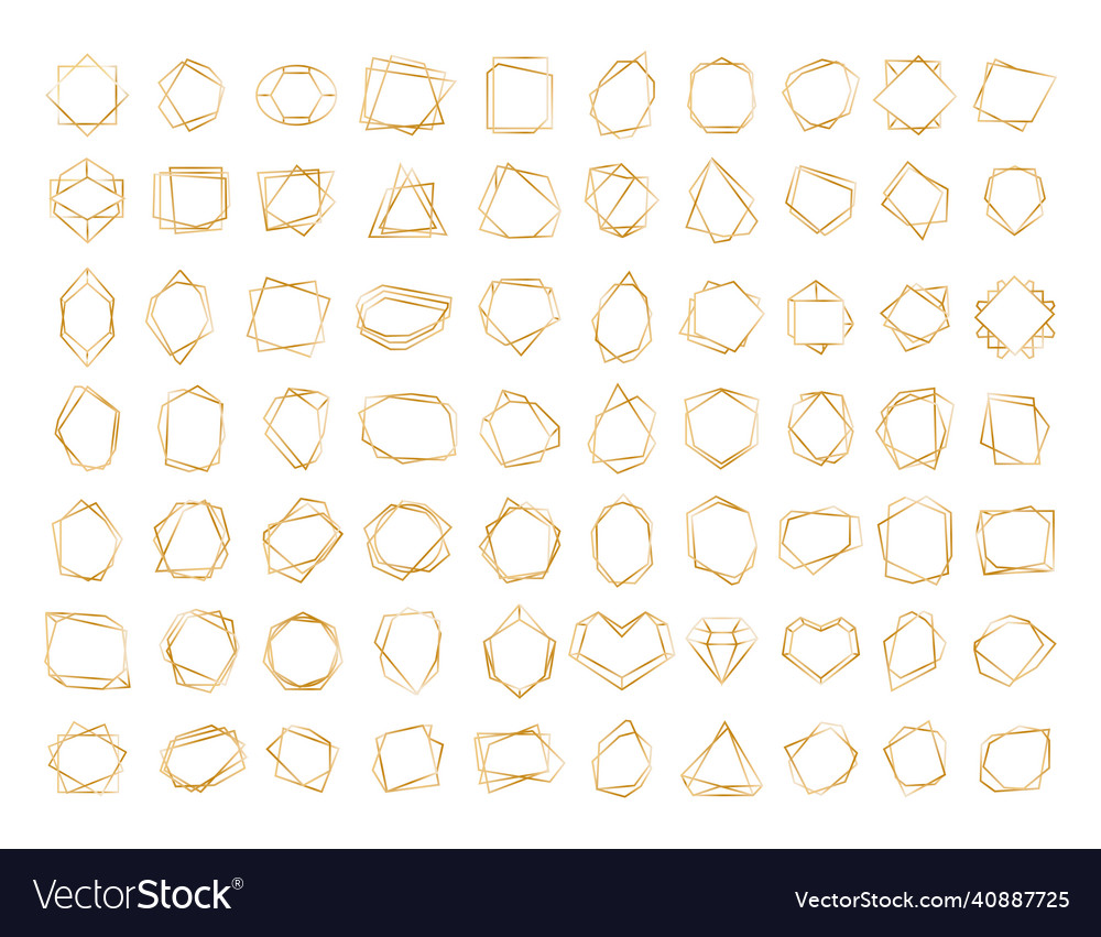 Set Of Gold Polygonal Frames Royalty Free Vector Image