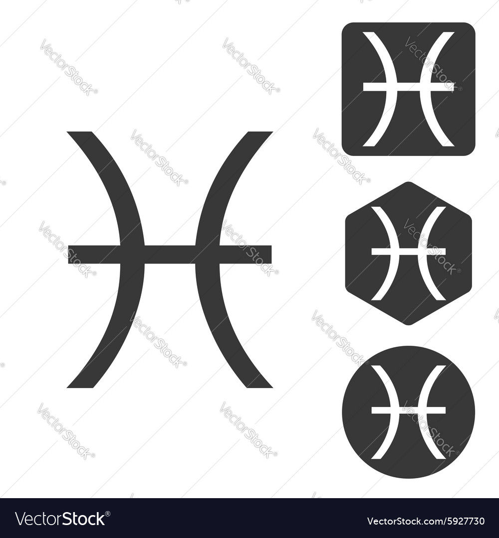 Pisces Icon Set Monochrome Royalty Free Vector Image