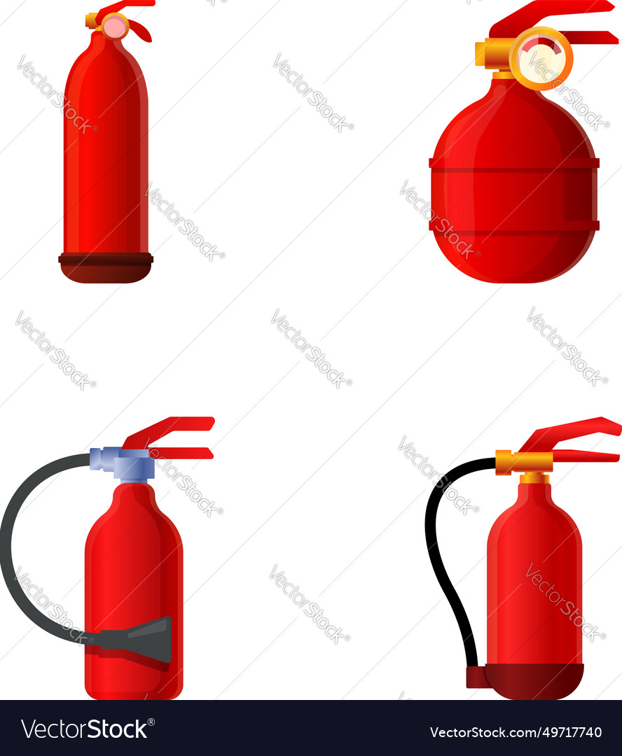 Fire Extinguisher Icons Set Cartoon Royalty Free Vector