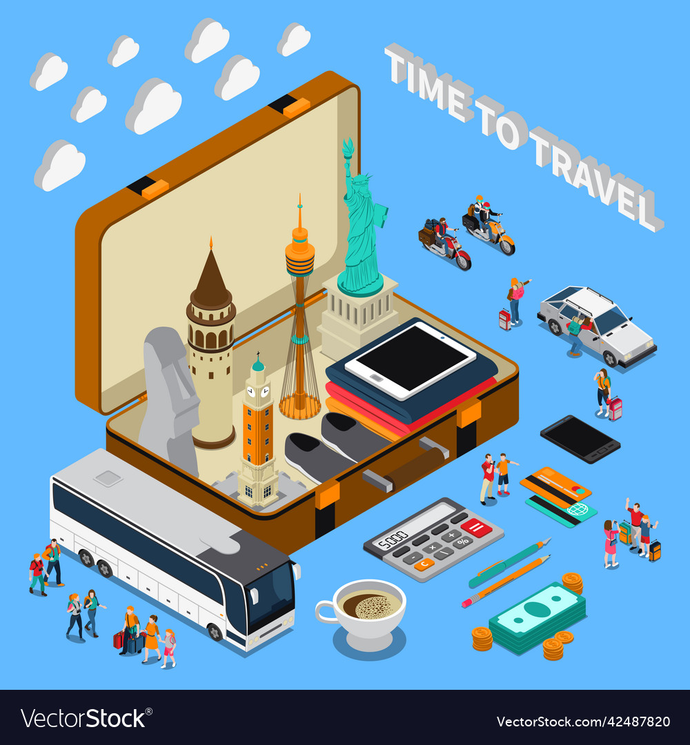 Travel Isometric Composition Royalty Free Vector Image