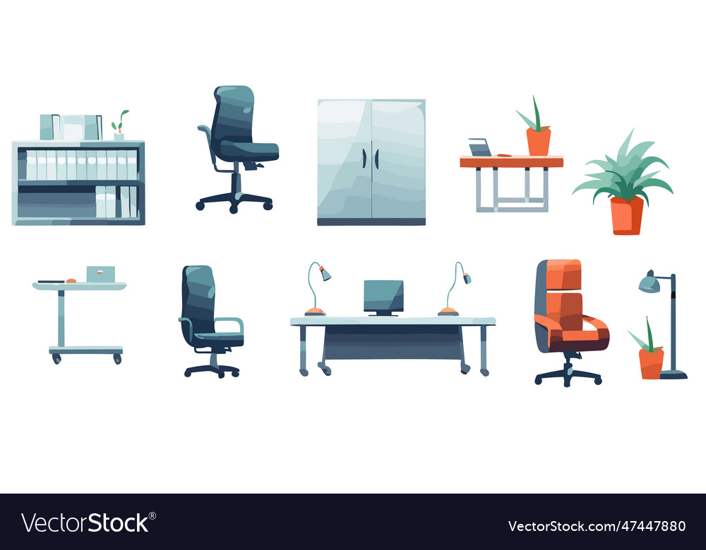 Set Of Office Furniture Royalty Free Vector Image