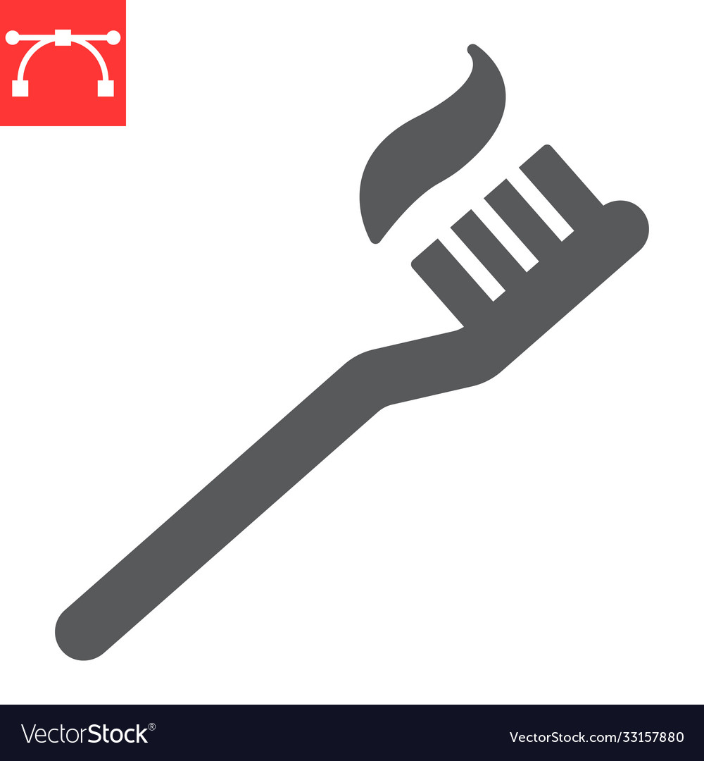 Toothbrush Glyph Icon Dental And Stomatolgy Vector Image