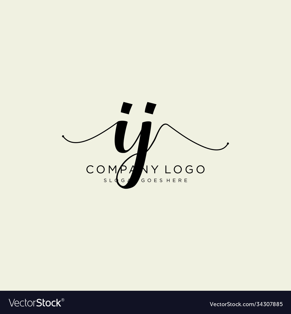 Initial Ij Handwriting Logo With Circle Template Vector Image