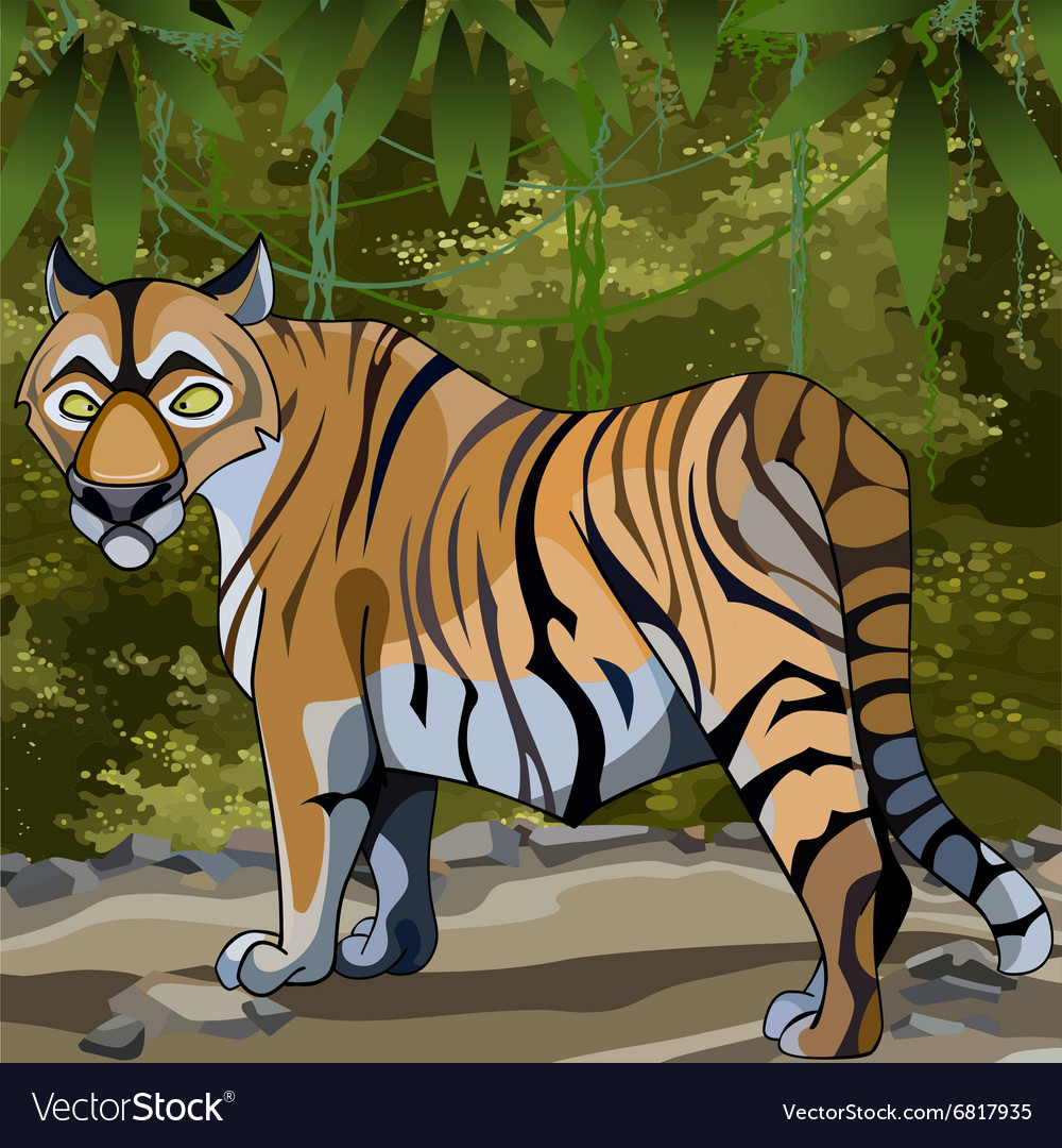 Cartoon Tiger In Jungle Royalty Free Vector Image