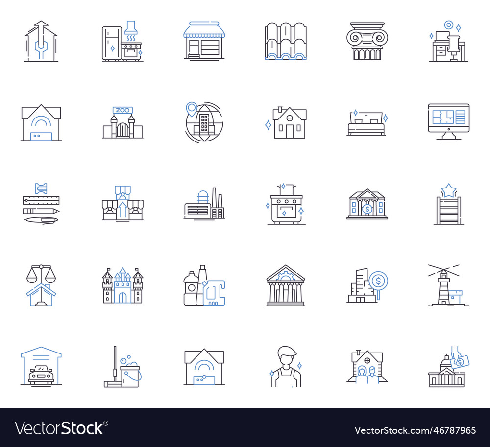 Property Restoration Line Icons Collection Vector Image