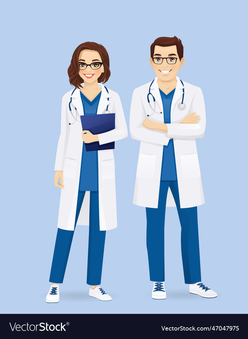 Male And Female Doctors Royalty Free Vector Image