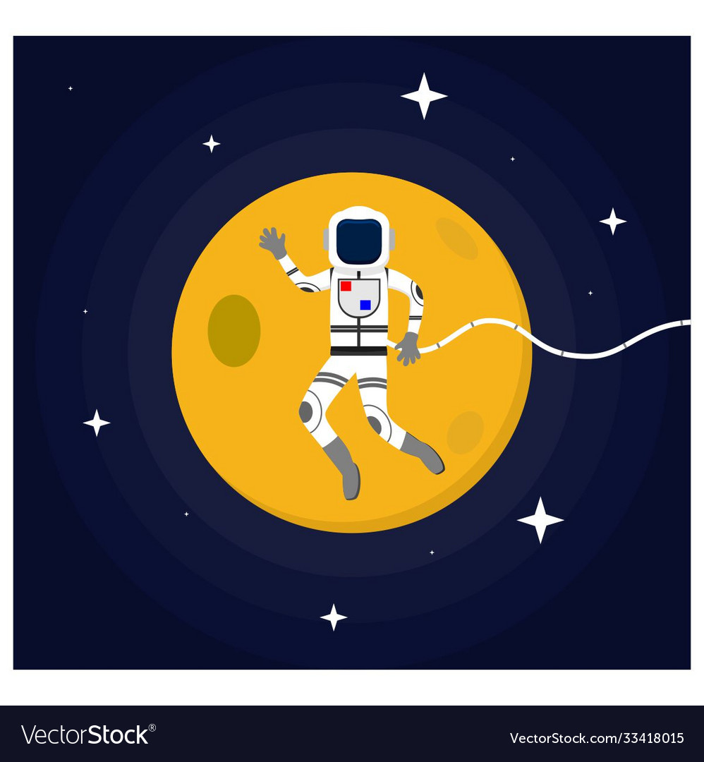 Astronaut Floating In Outer Space Flat Design Vector Image