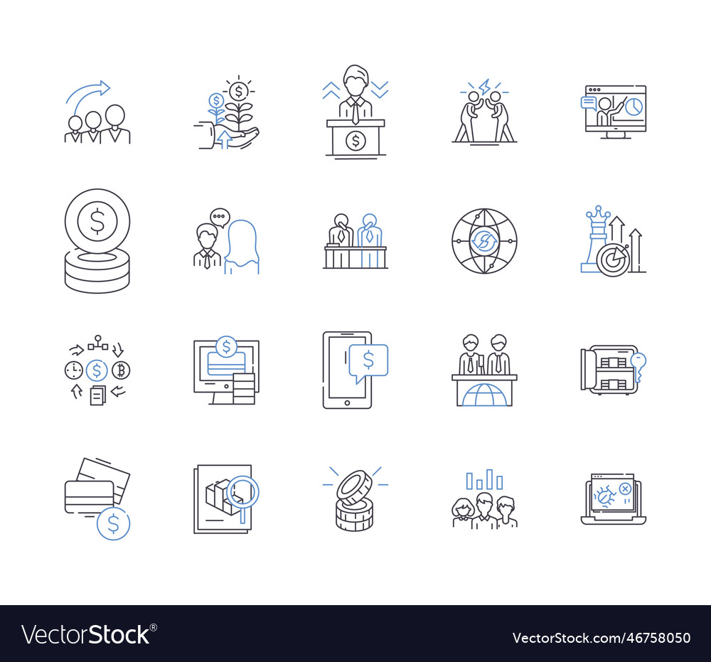 Mergers And Acquisitions Outline Icons Collection Vector Image