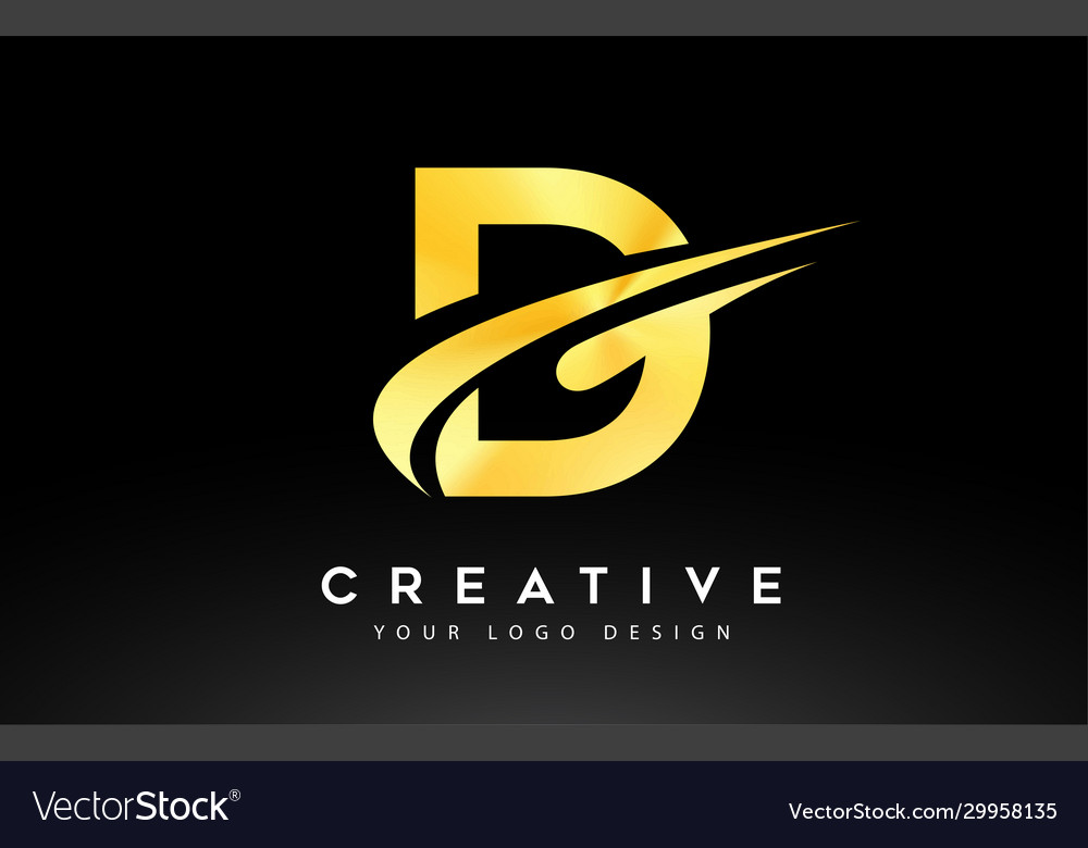 Creative D Letter Logo Design With Swoosh Icon Vector Image