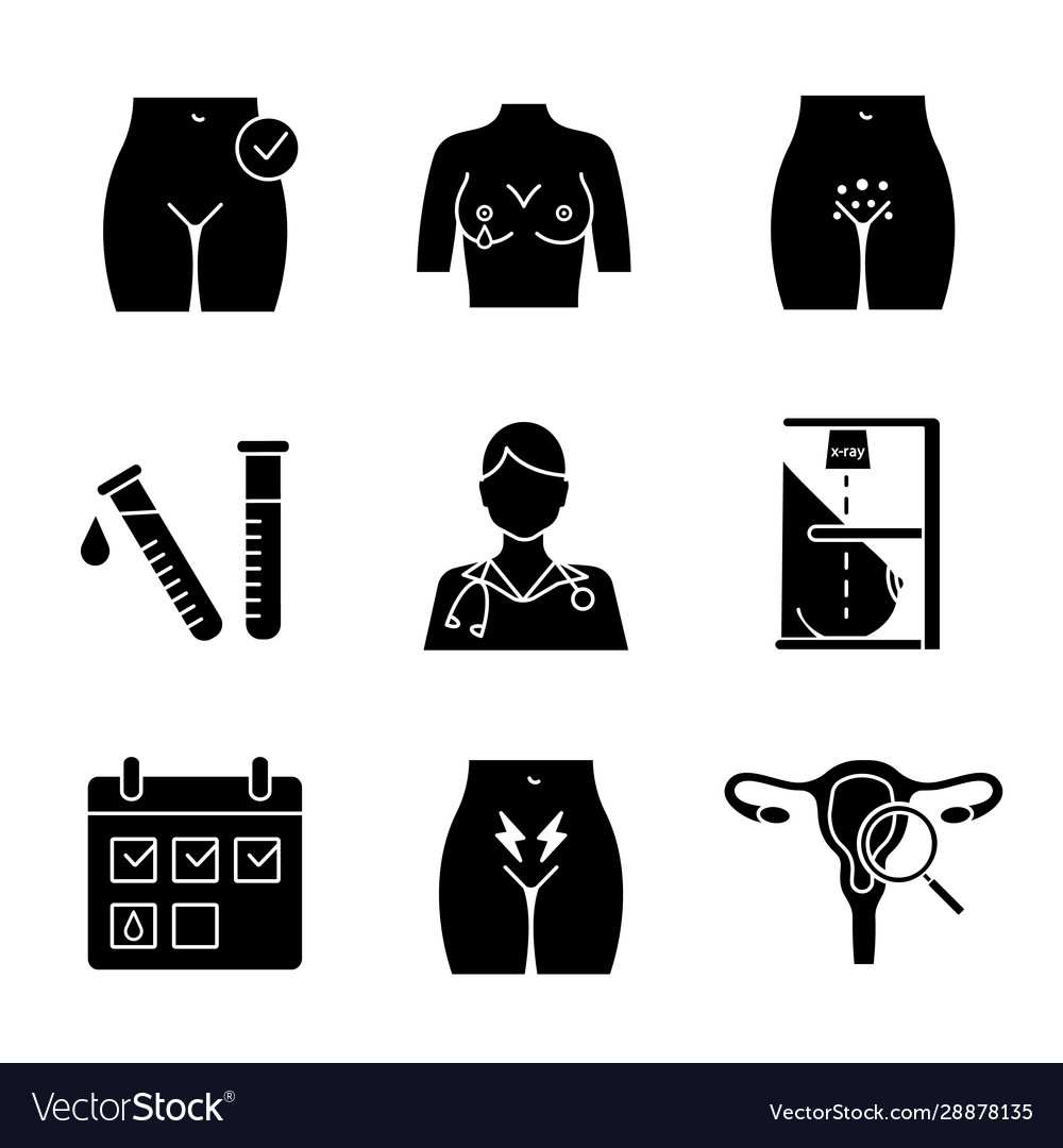 Gynecology Glyph Icons Set Royalty Free Vector Image