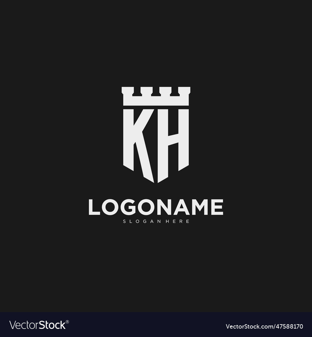 Initials Kh Logo Monogram With Shield Royalty Free Vector