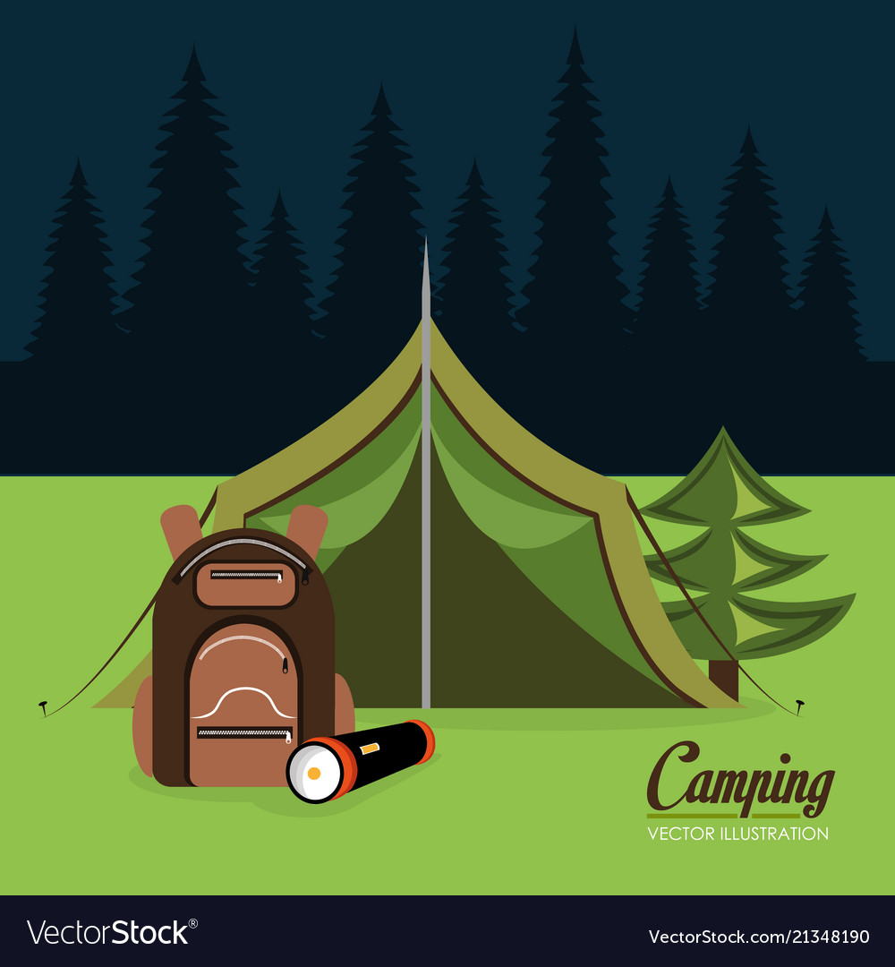 Camping Zone With Tent Scene Royalty Free Vector Image