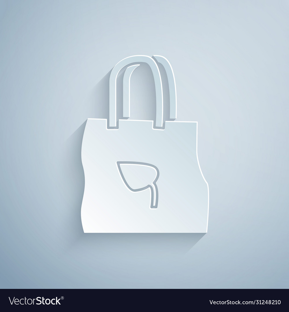 Paper Cut Shopping Bag With Recycle Icon Vector Image