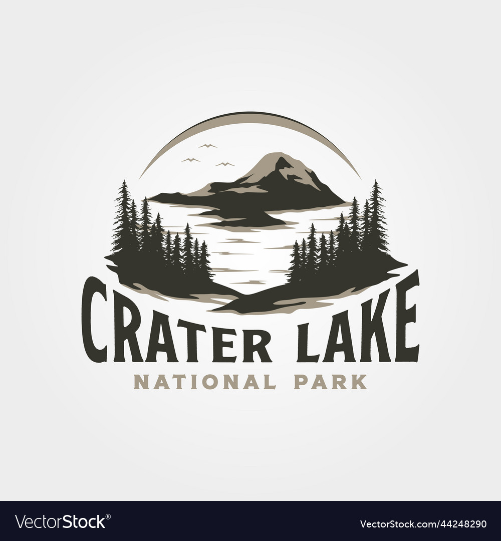 Crater Lake National Park Logo Vintage Design Vector Image