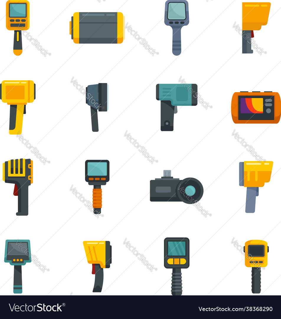 Thermal Imager Icons Set Flat Isolated Royalty Free Vector