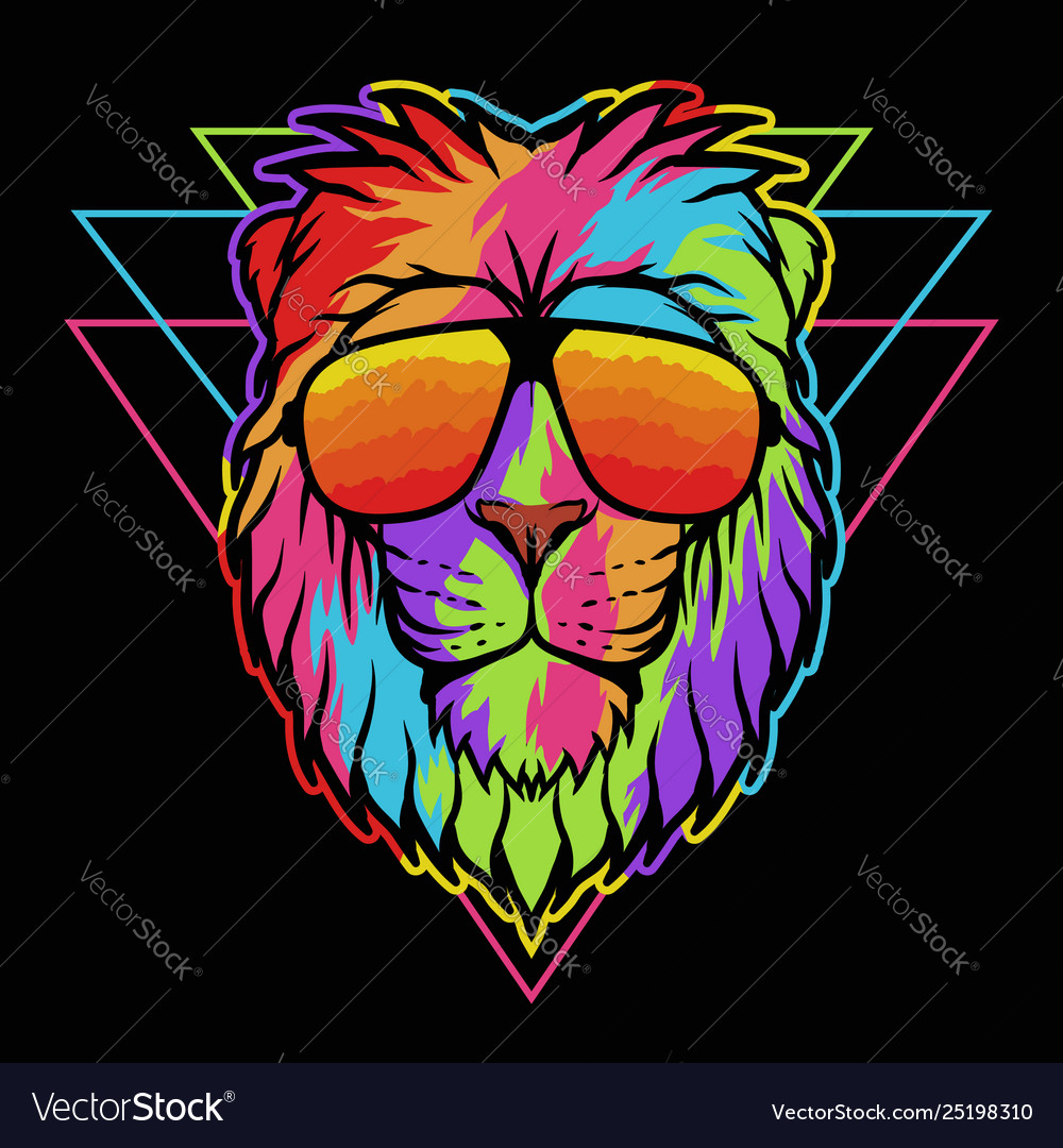 Lion Eyeglasses Colorful Royalty Free Vector Image