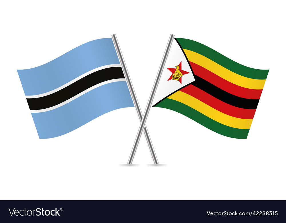 Botswana And Zimbabwe Crossed Flags Royalty Free Vector