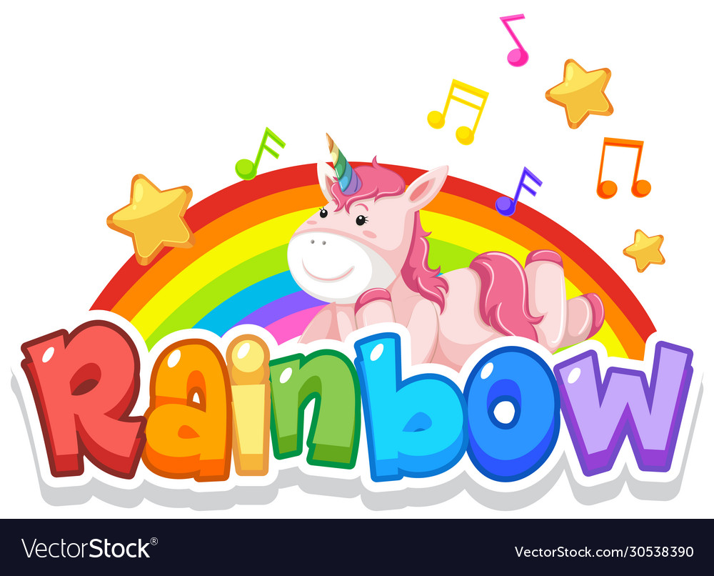 Font Design For Word Rainbow With Rainbow Vector Image