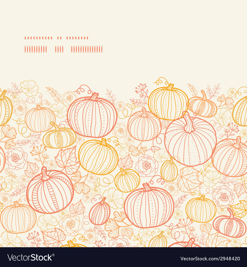 Thanksgiving Line Art Pumkins Horizontal Frame Vector Image