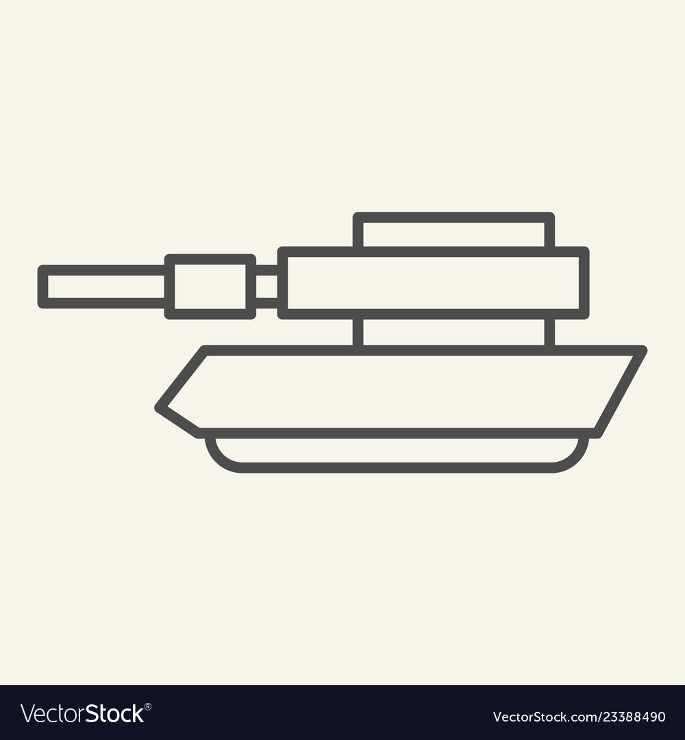 Tank Thin Line Icon Panzer Royalty Free Vector Image