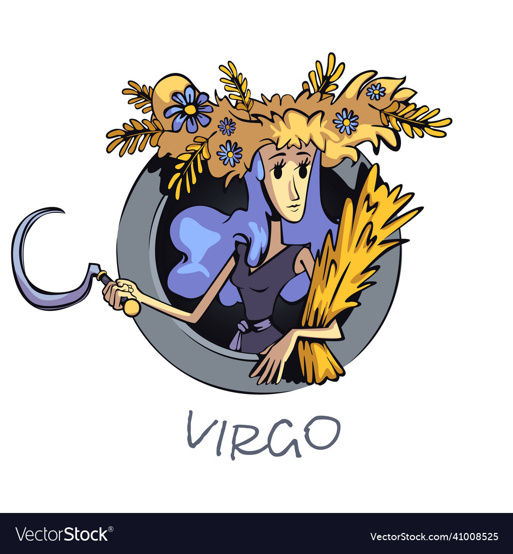 Virgo Zodiac Sign Woman Flat Cartoon Royalty Free Vector