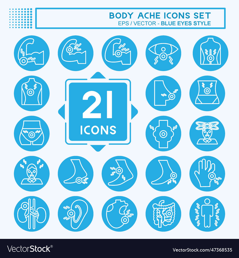 Icon Set Body Ache Related To Healthy Symbol Blue Vector Image