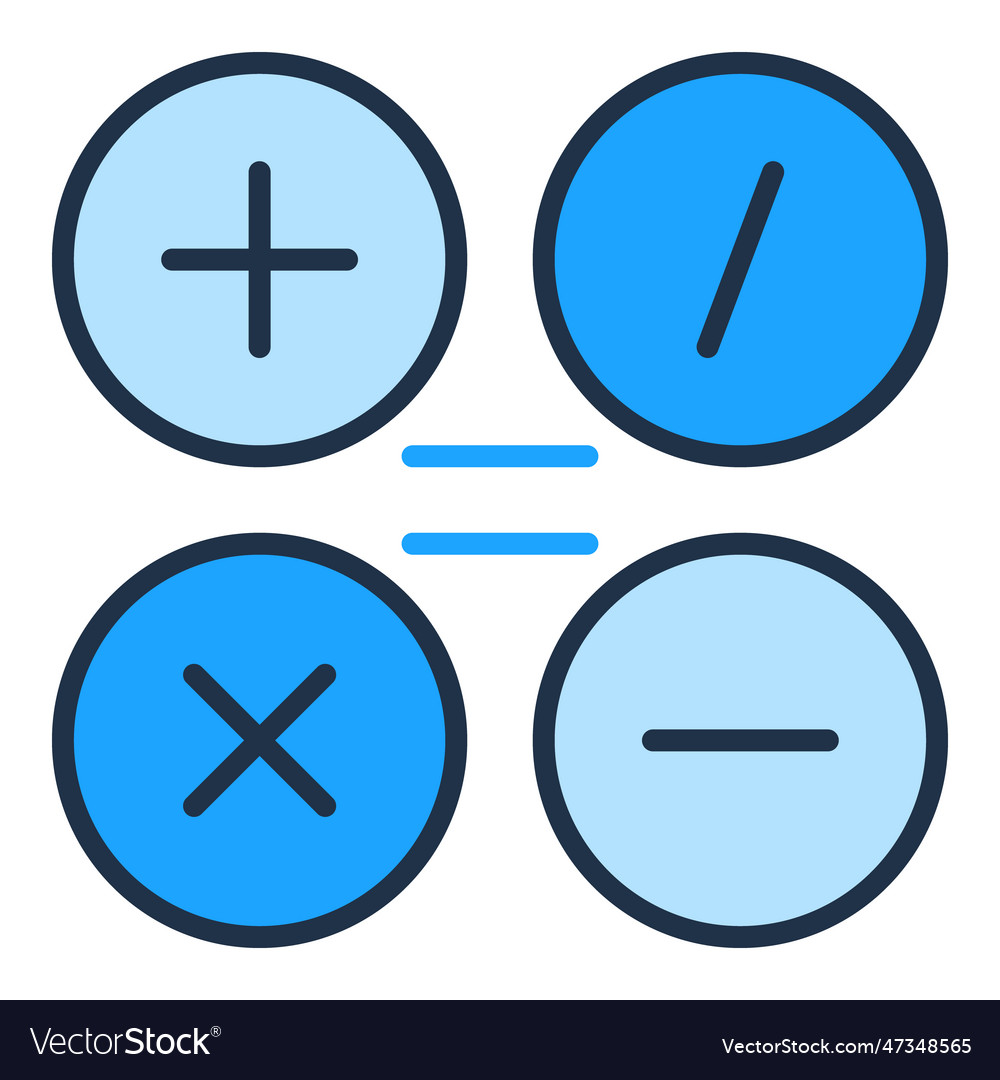 Basic Math Symbols Mathematics Concept Colored Vector Image