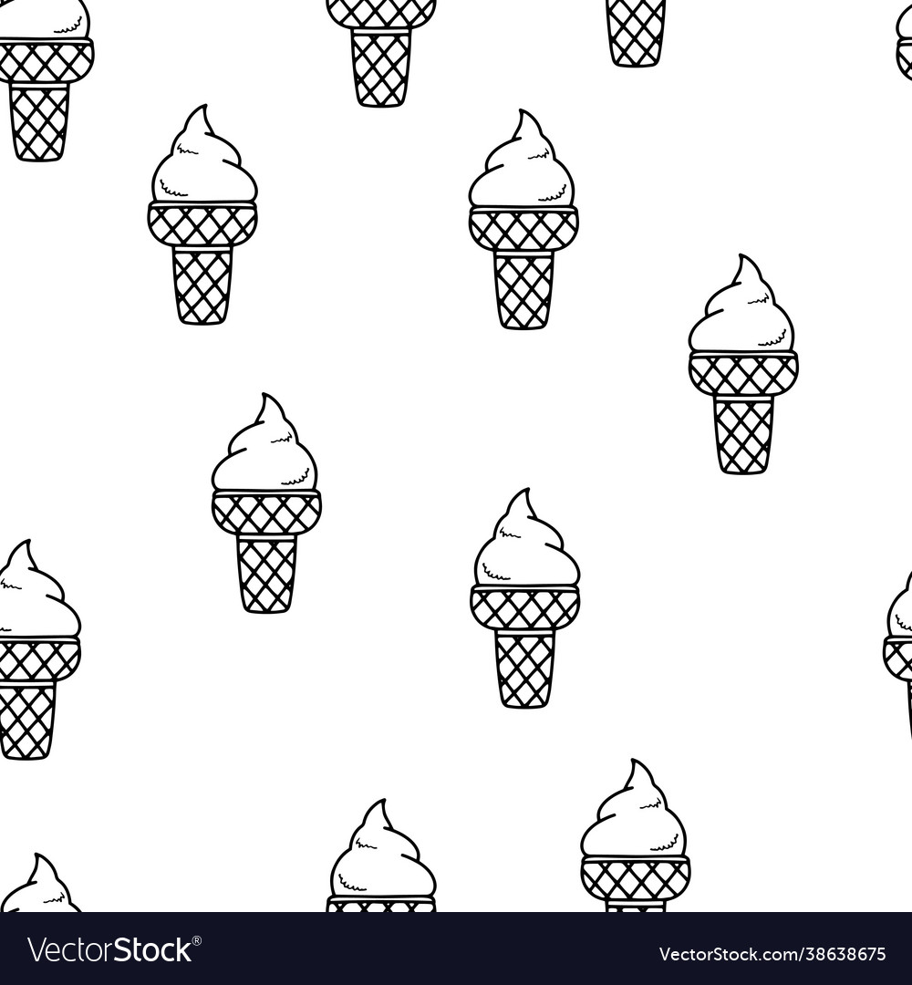 Seamless Pattern Hand Drawn Ice Cream Royalty Free Vector