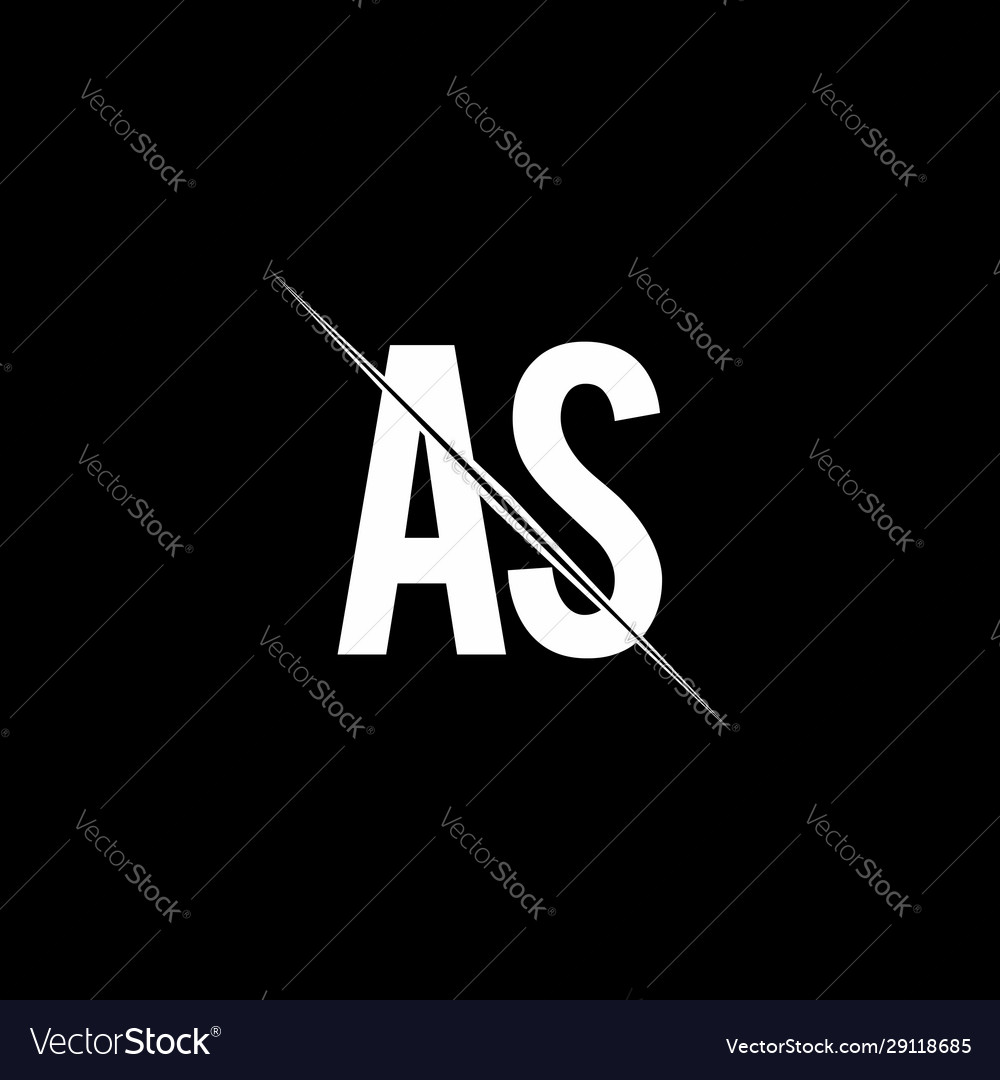 As Logo Monogram With Slash Style Design Template Vector Image