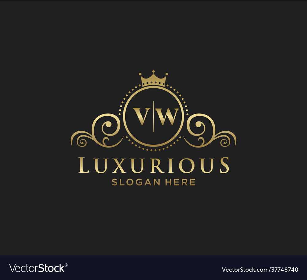 Initial Vw Letter Royal Luxury Logo Template Vector Image