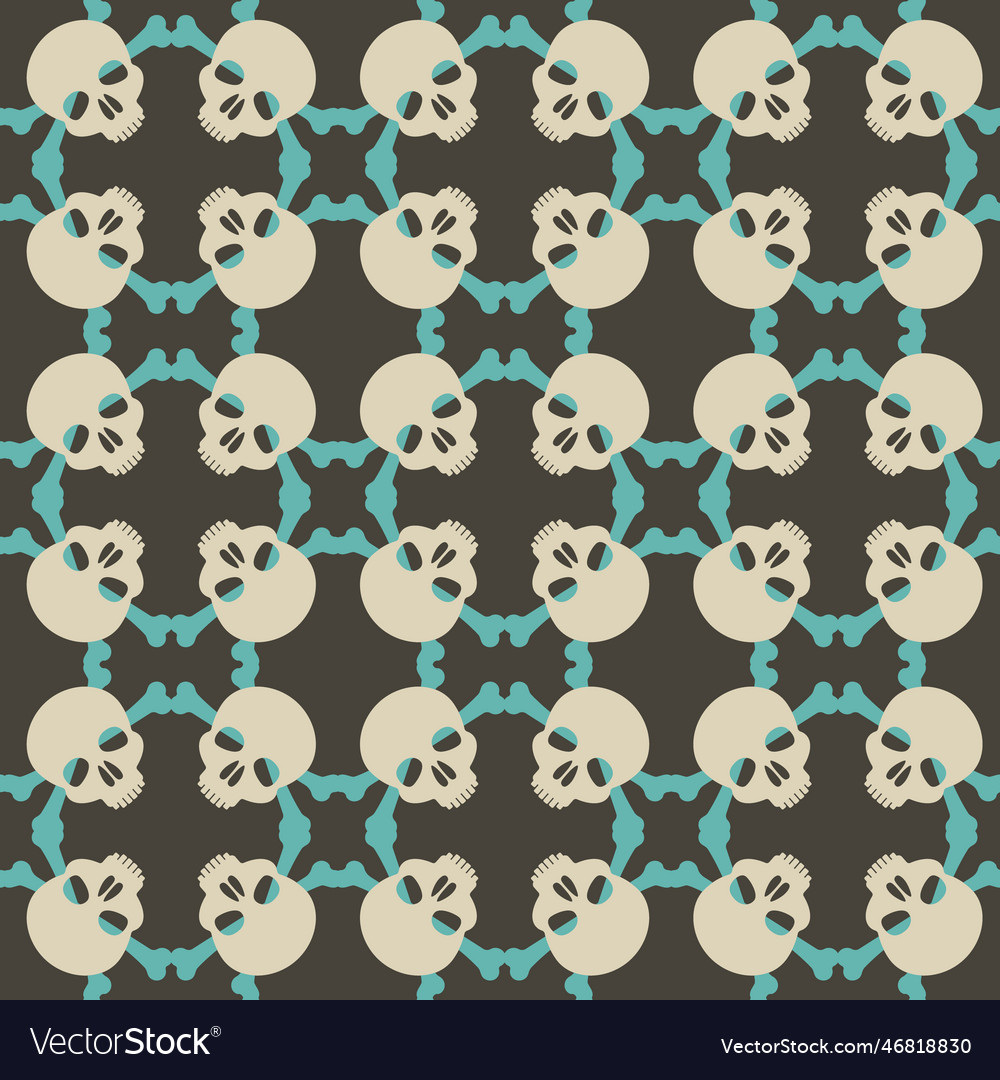 Seamless Pattern With Skulls And Bones Ornamental Vector Image