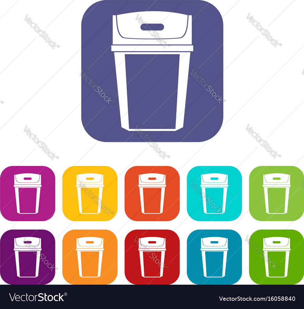 Big Trashcan Icons Set Royalty Free Vector Image