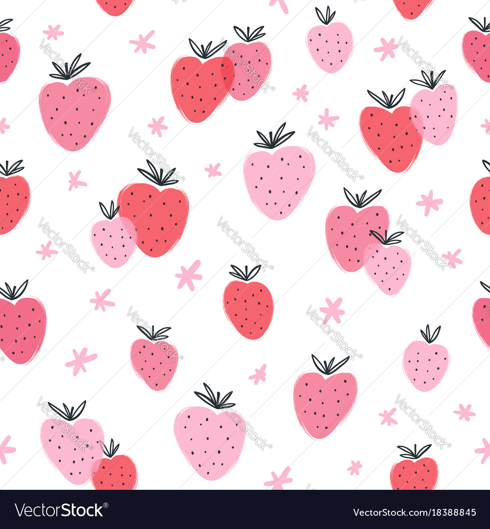 Strawberry Doodle Seamless Pattern Royalty Free Vector Image