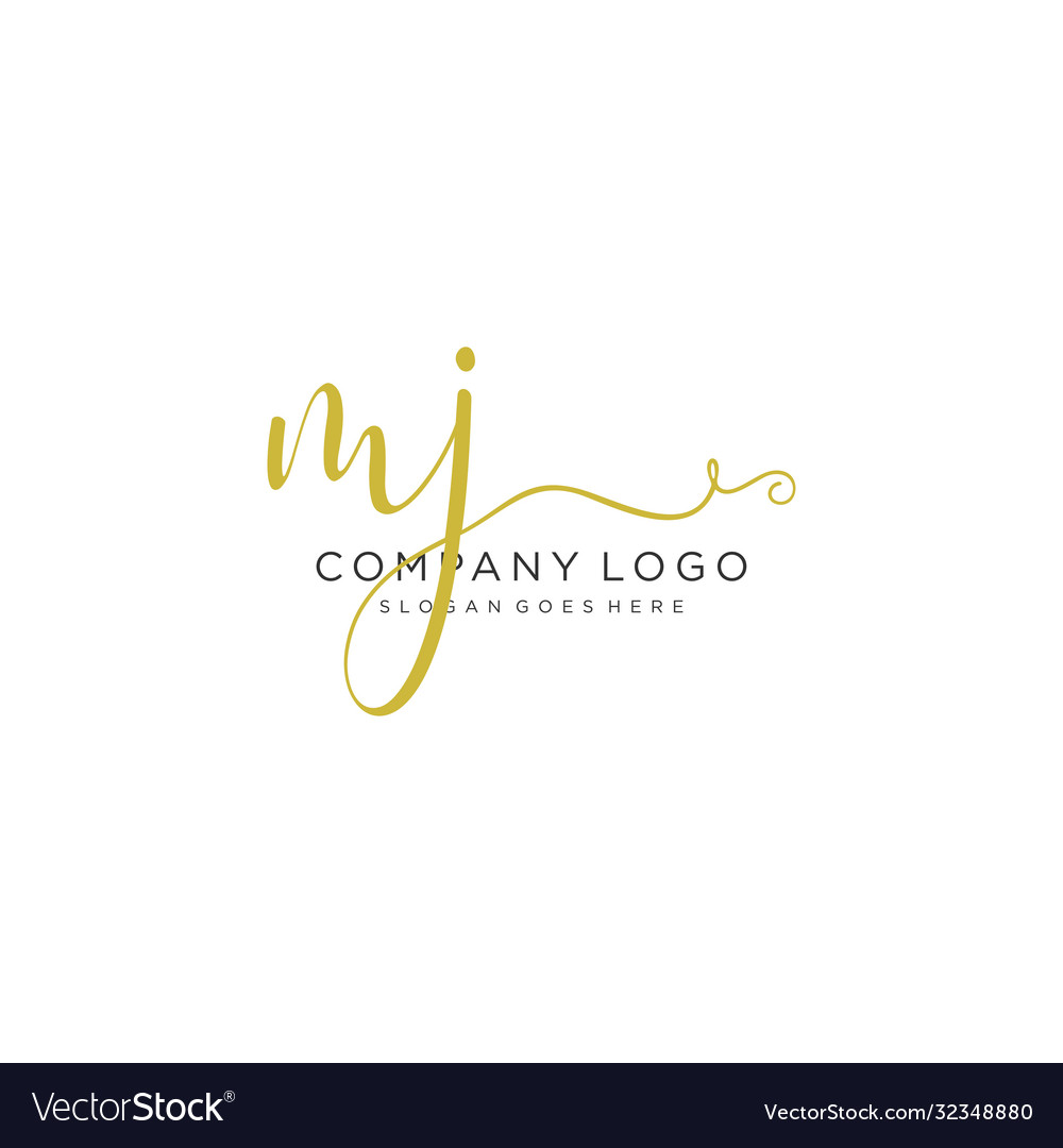 Mj Initial Handwriting Logo Design Royalty Free Vector Image