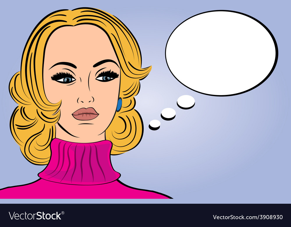 Pop Art Cute Retro Woman In Comics Style Vector Image