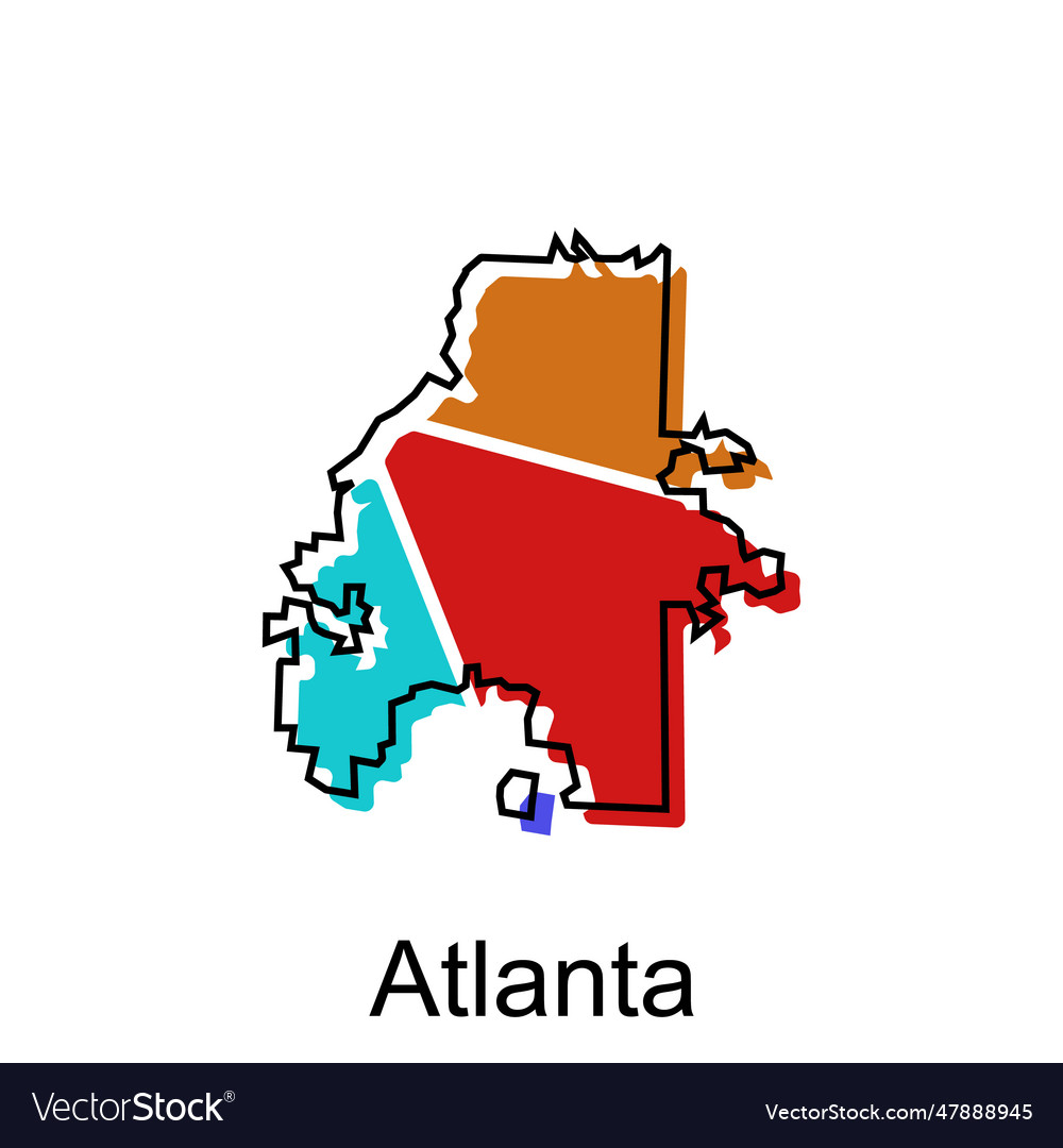 Atlanta City Of Georgia Map Royalty Free Vector Image