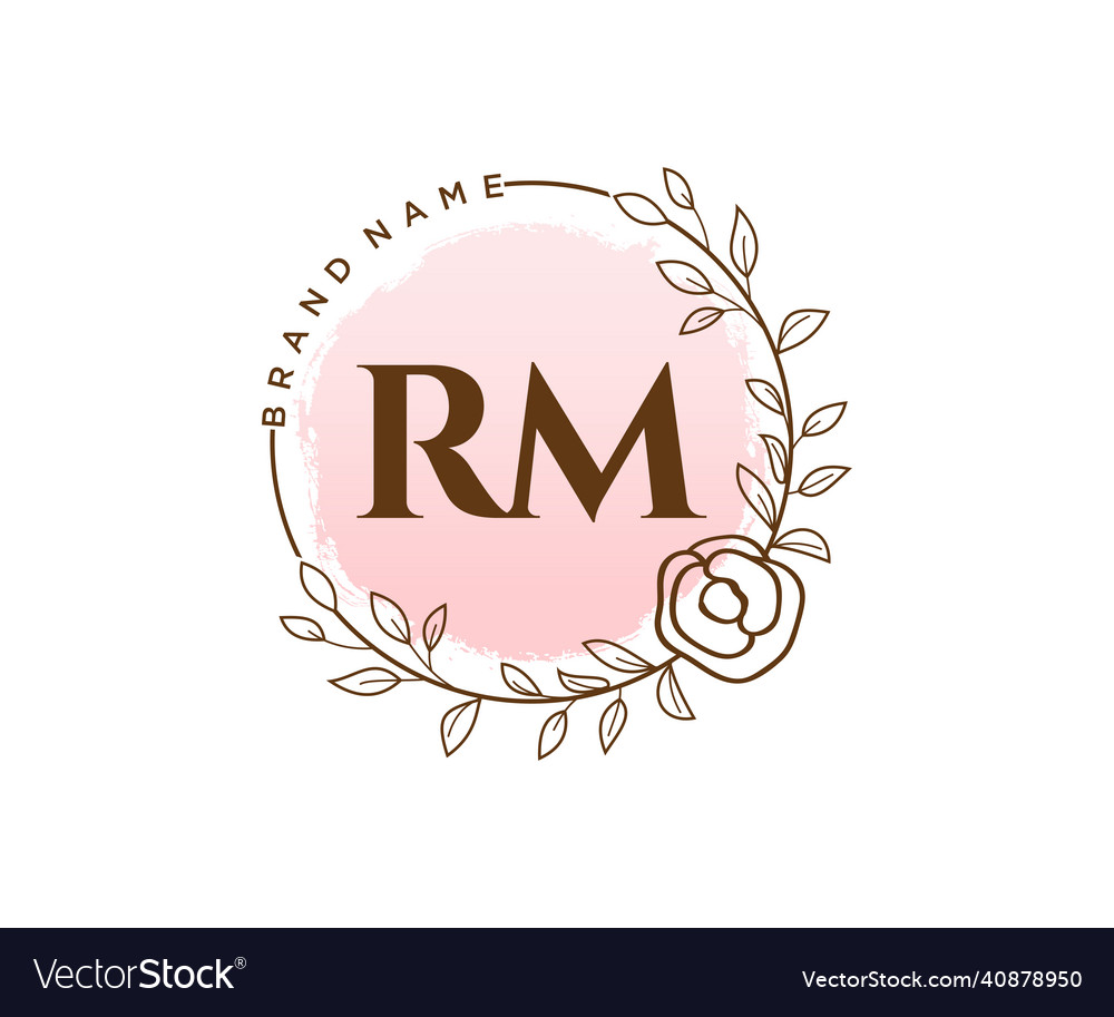 Initial Rm Feminine Logo Usable For Nature Salon Vector Image