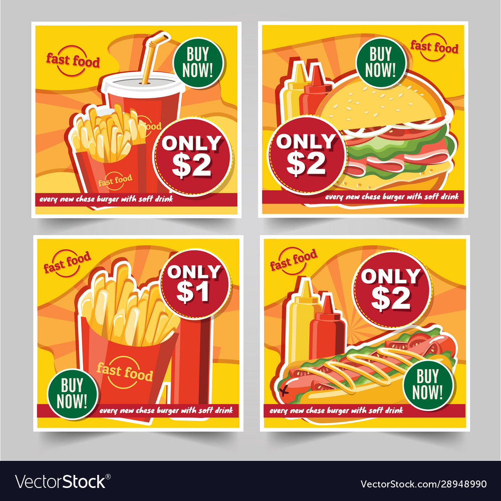 Fast Food Hamburger Meals Banners Tasty Royalty Free Vector