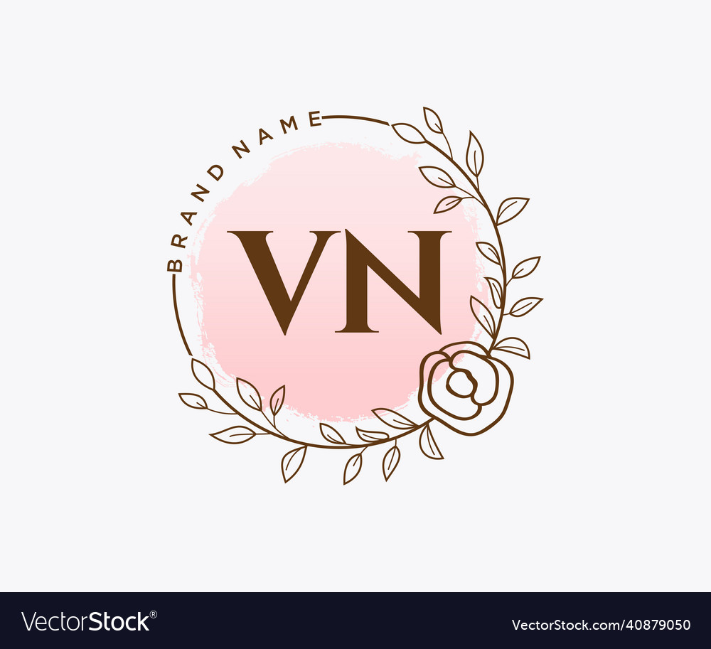 Initial Vn Feminine Logo Usable For Nature Salon Vector Image