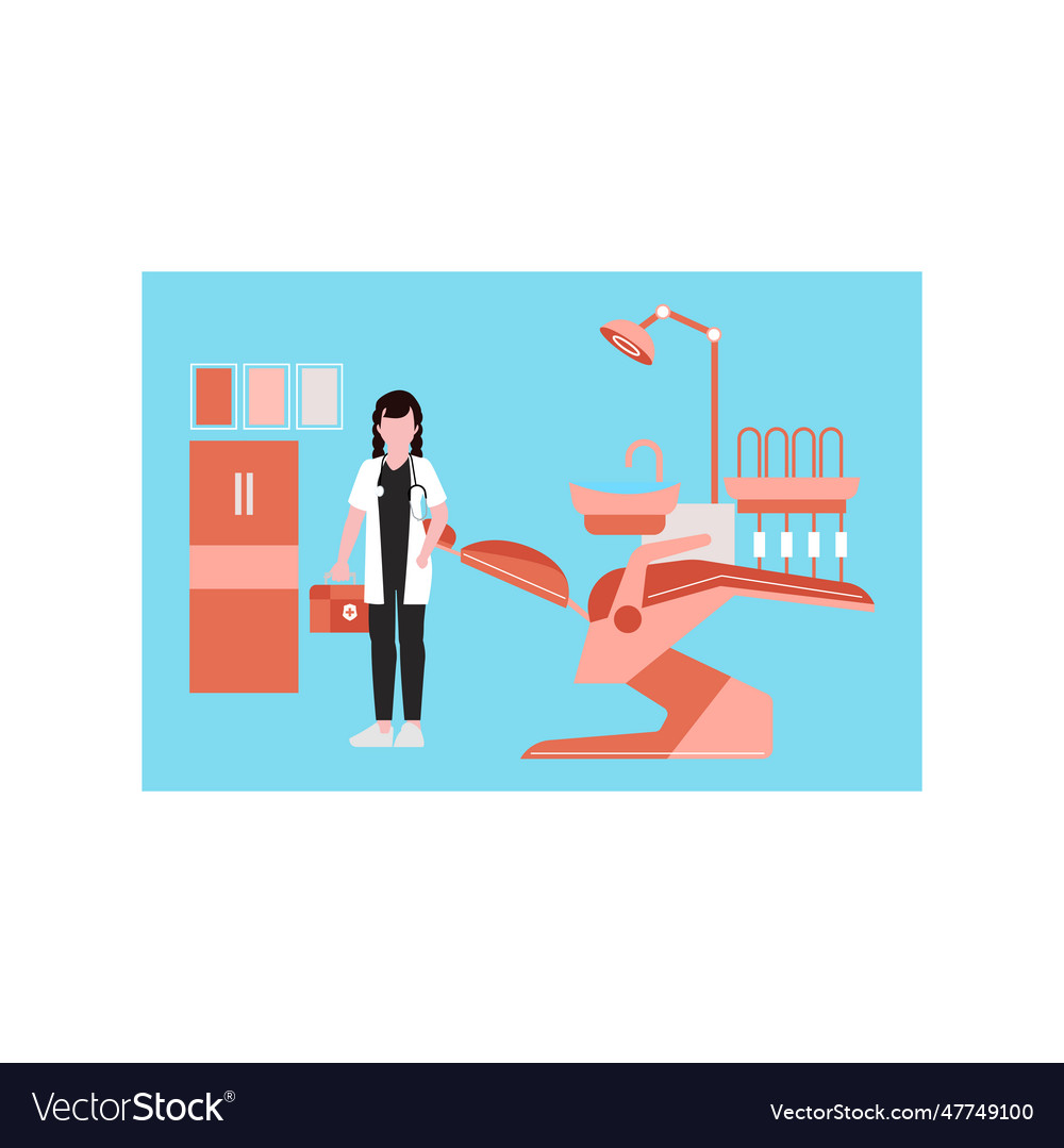 Dentist Is Standing In The Clinic Royalty Free Vector Image