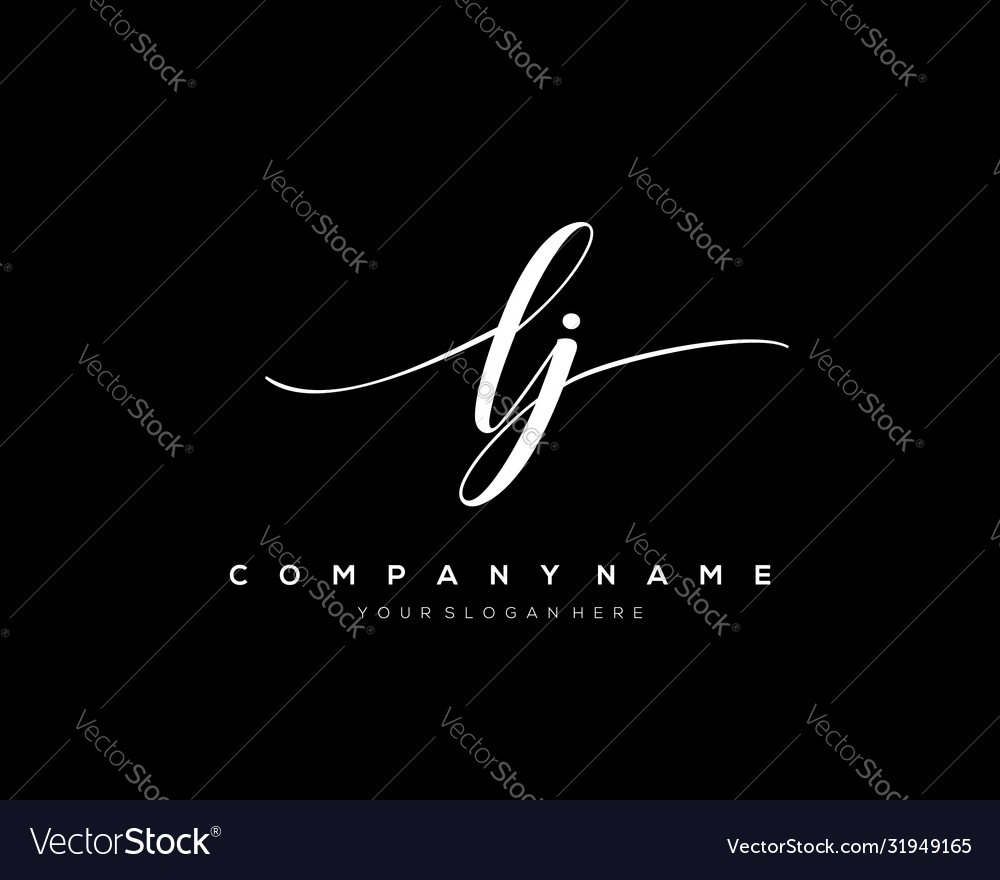 Lj Initial Letter Handwriting Logo Hand Drawn Vector Image