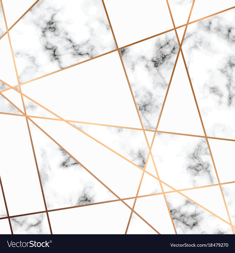 Marble Texture Design With Golden Geometric Lines Vector Image