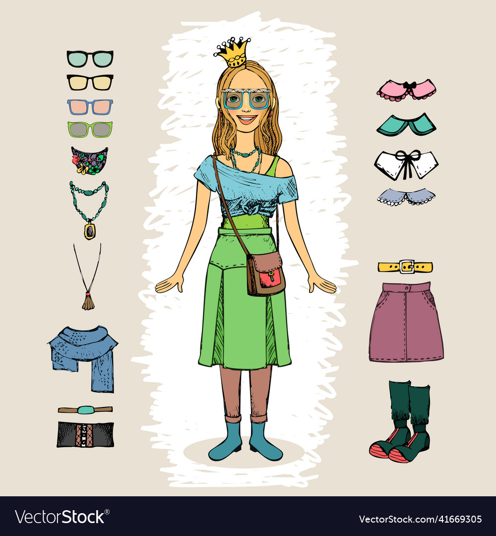 Hipster Woman Royalty Free Vector Image Vectorstock