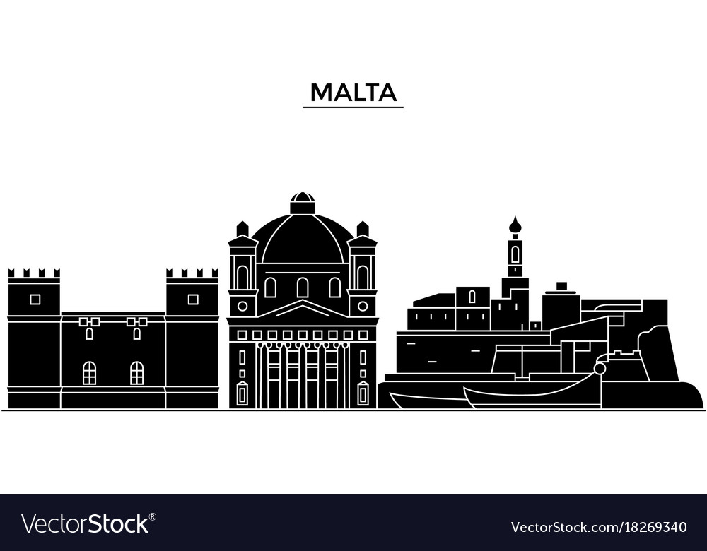 Malta Architecture City Skyline Travel Royalty Free Vector