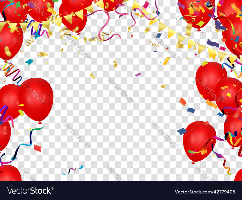 Red Balloons Confetti Concept Design Template Vector Image