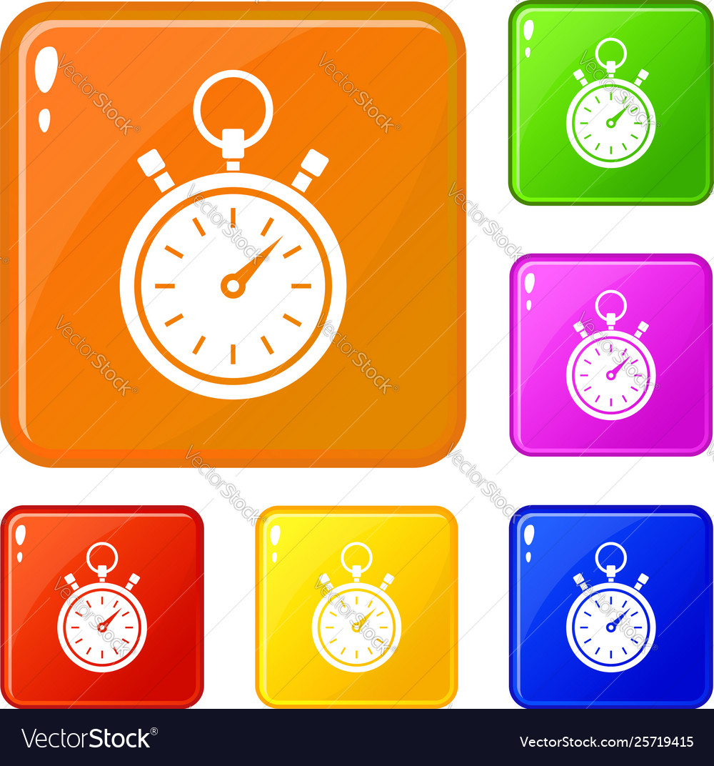 Stopwatch Icons Set Color Royalty Free Vector Image